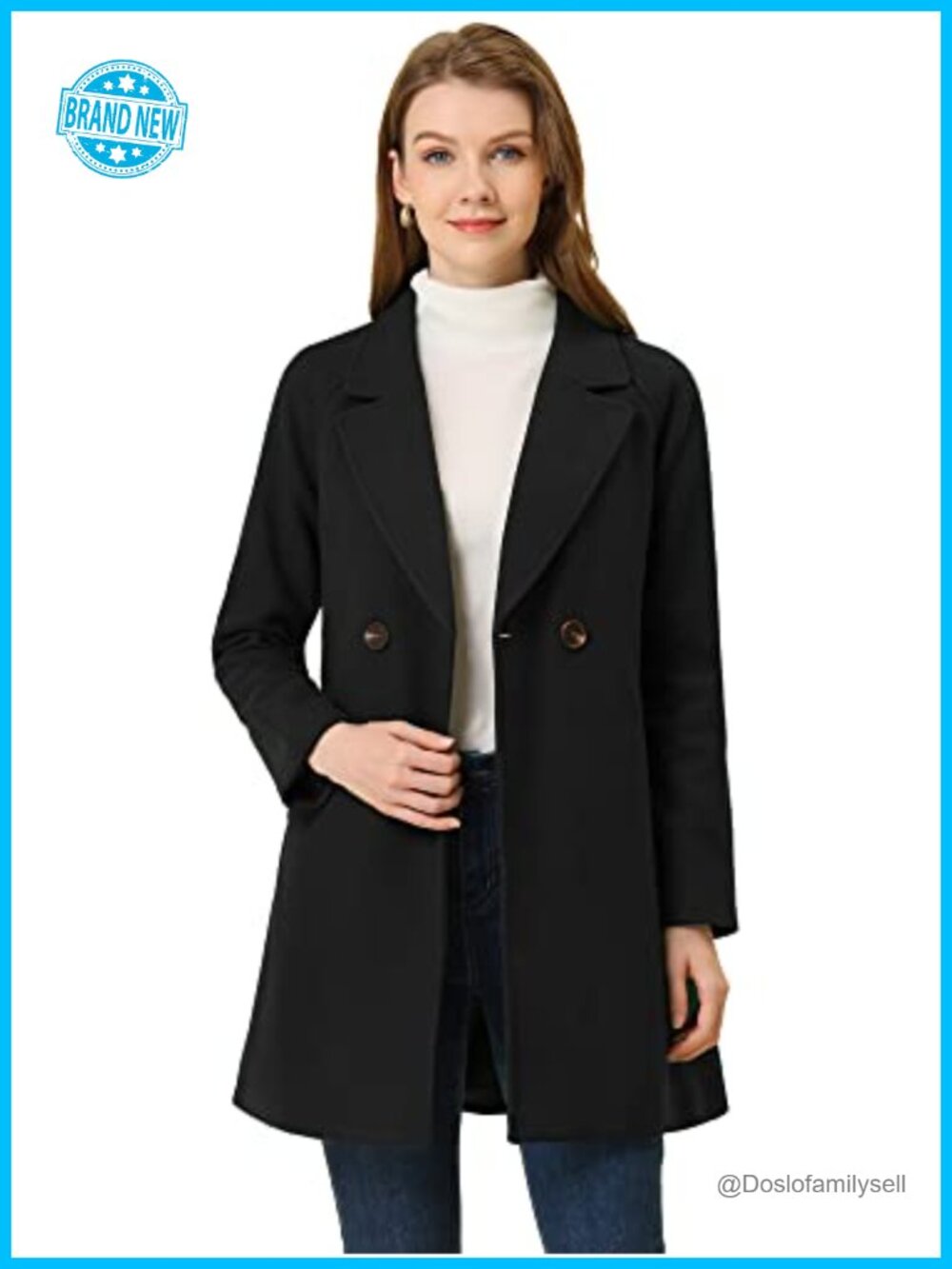 Notched Lapel Double Breasted Trench Coat Raglan Sleeve Fully Lined